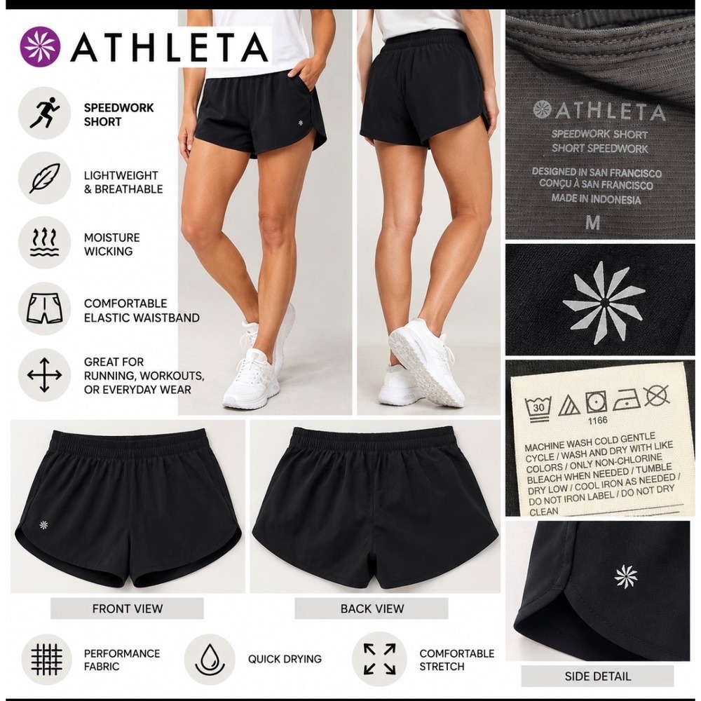 Athleta Speedwork Short Black Running Training Shorts Medium